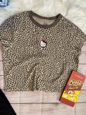Kids Leopard Print Tee with Character Patch - Brown